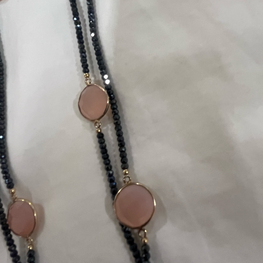 Colleen Lopez Cultured Pearl & Black Spinel Necklace 36 inches